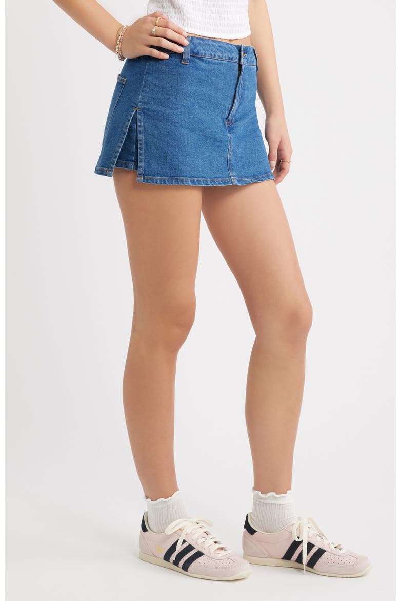 Side Slit Denim Skort, Alternate, color, MEDIUM WASH