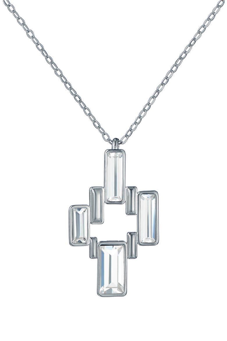 Demina Deco Crystal Pendant Necklace, Alternate, color, SILVER TONE CLEAR CRYSTAL