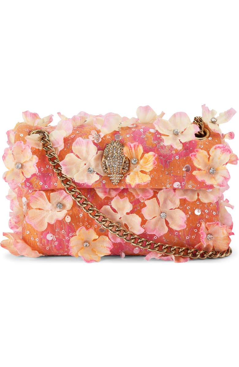 Kurt Geiger London Mini Kensington Flowers Covertible Shoulder Bag, Main, color, Light/ Pastel Orange