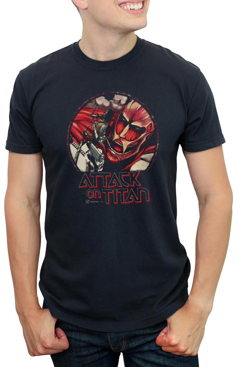 Attack on Titan Men's Attack on Titan Eren Vs. Colossal Cover  Graphic T-Shirt, Main, color, Black