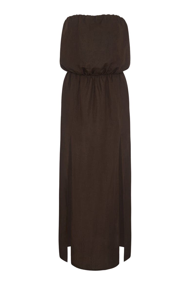 Air Linen High Slit Maxi Dress, Alternate, color, ESPRESSO