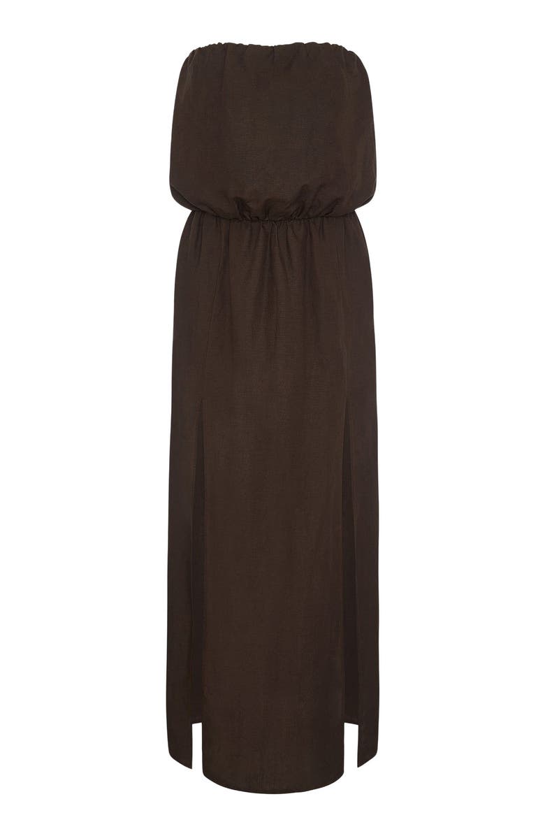 Onia Air Linen High Slit Maxi Dress, Alternate, color, Espresso