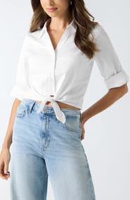 GUESS Reeya Tie Front Poplin Shirt