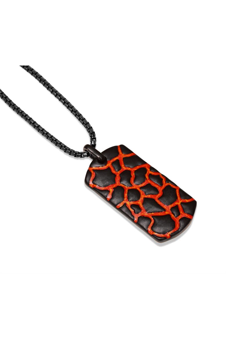 Earth Fire Silver & Enamel Tag Necklace, Alternate, color, Dark Grey