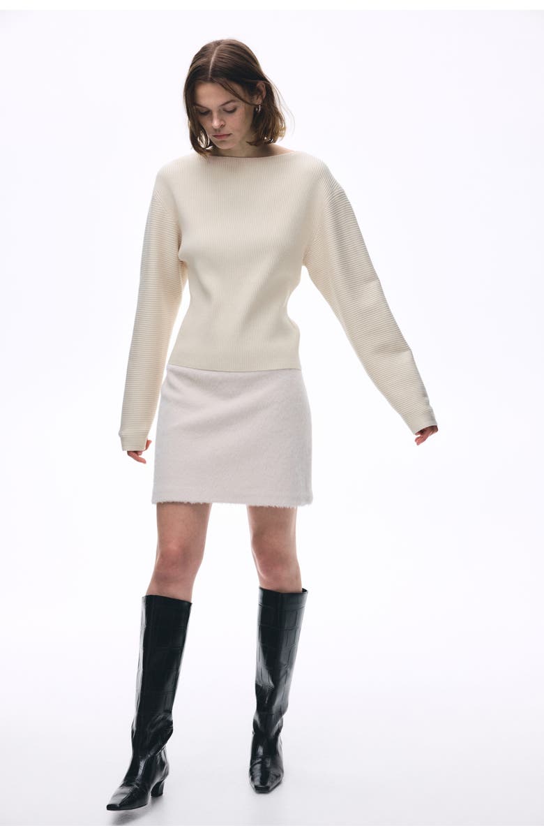 H&M Rib-knit Top, Alternate, color, Light Beige