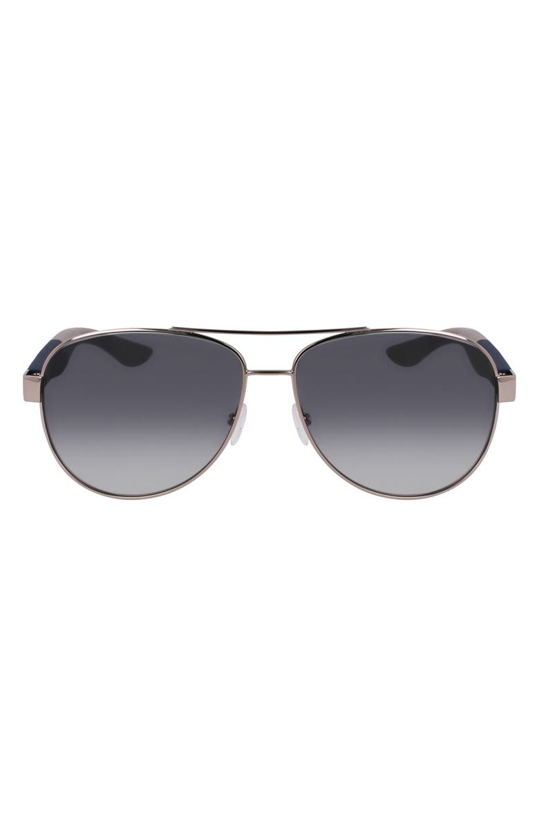 FERRAGAMO 62mm Gradient Aviator Sunglasses, Main, color, Shiny Light Rutherium