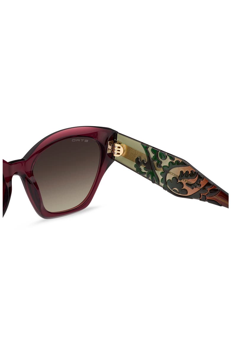 55mm Rectangular Cat Eye Sunglasses, Alternate, color, BURGUNDY GREEN/ BROWN SF