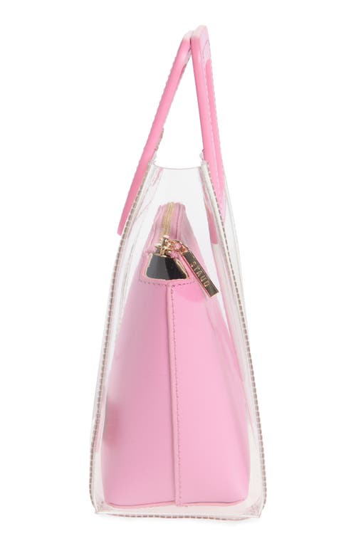 Staud Mini Shirley Transparent Handbag In Clear/pink
