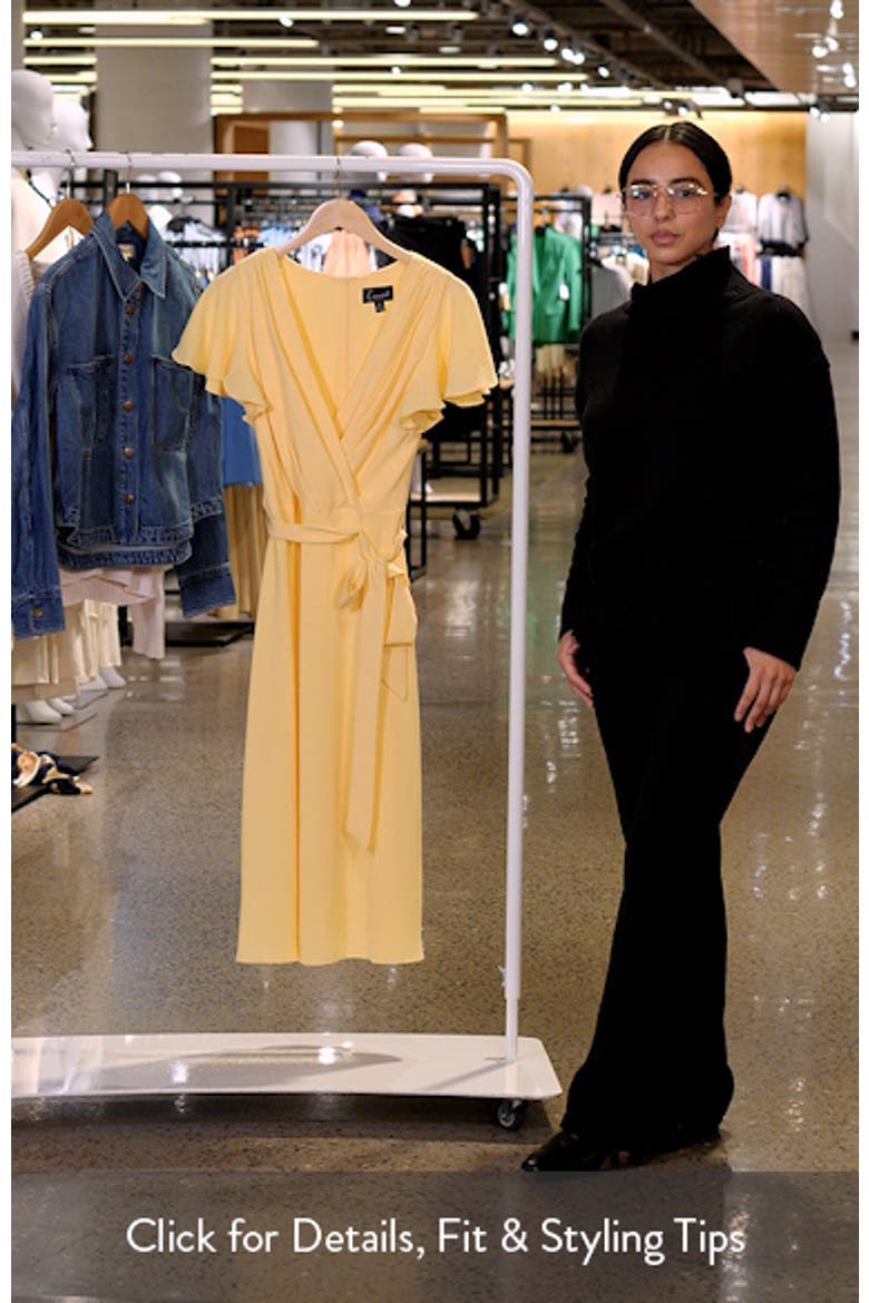 Flutter Sleeve Tie Waist Crepe Midi Dress video