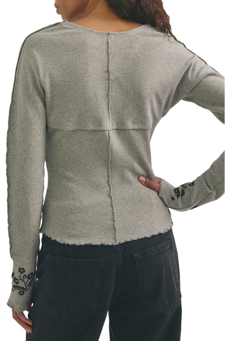 Olivia Embroidered Long Sleeve Tee, Alternate, color, GREY COMBO