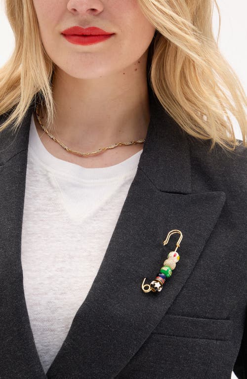 Clare V . Beaded Blazer Pin In Gold