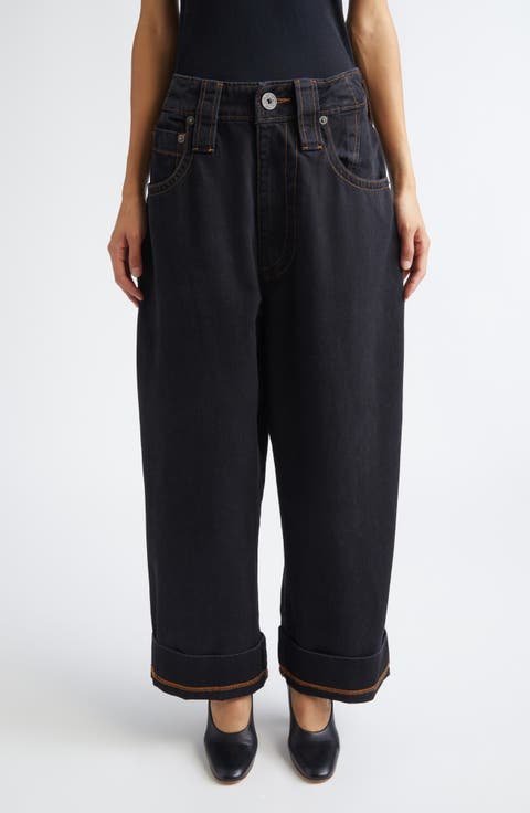 Baby Oversize High Waist Cuffed Wide Leg Jeans