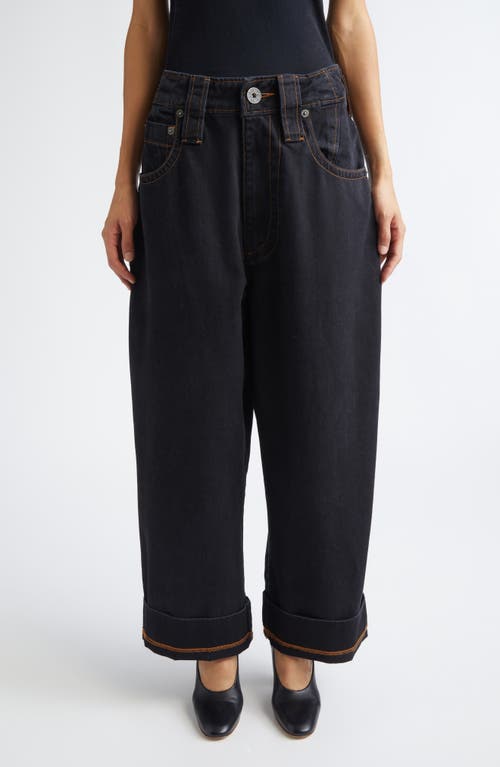 Vaquera Baby Oversize High Waist Cuffed Wide Leg Jeans in Black 1  product