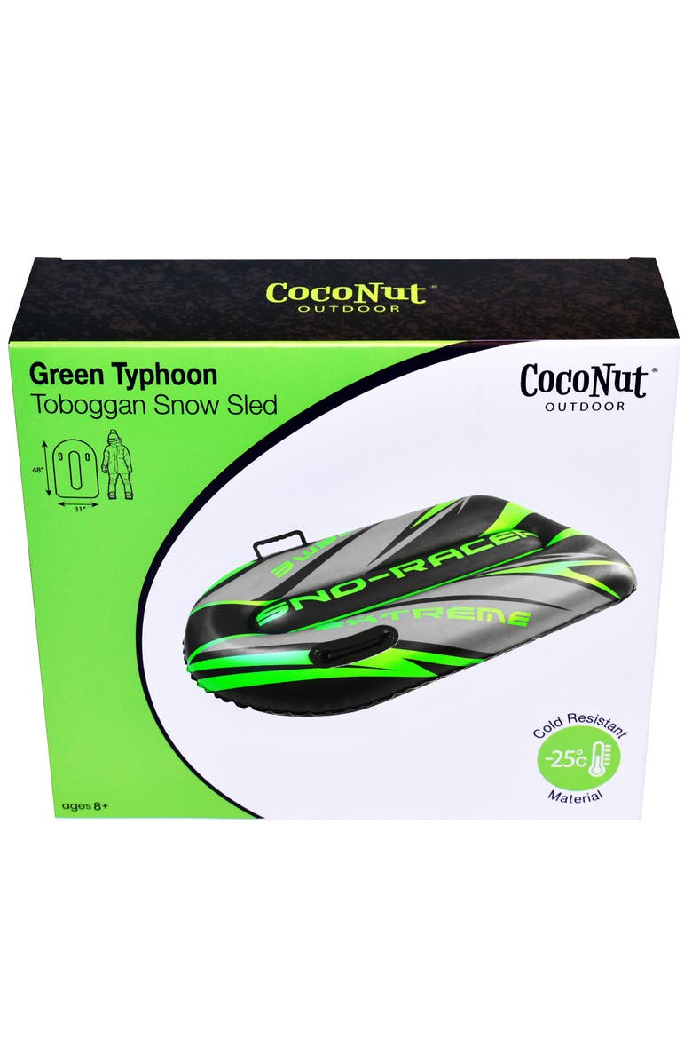Coconut Outdoor Green Typhon Toboggan Snow Sled 48X31 Inch 8+, Alternate, color, Green