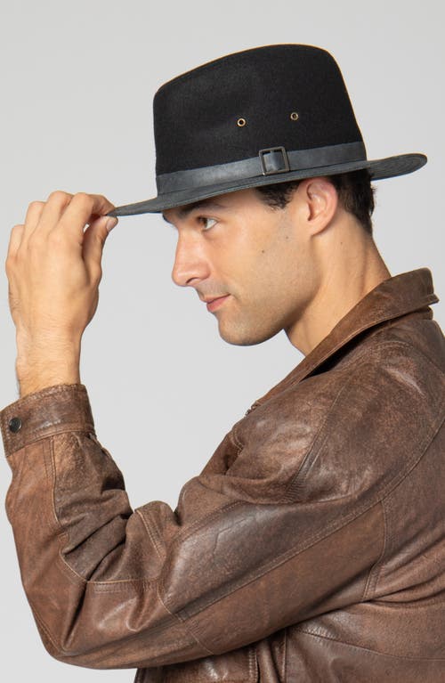 San Diego Hat Faux Leather Brim Fedora In Black
