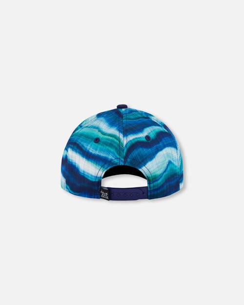 Deux Par Deux Boy's Printed Cap Blue Wave And Black In Blue Wave And Black