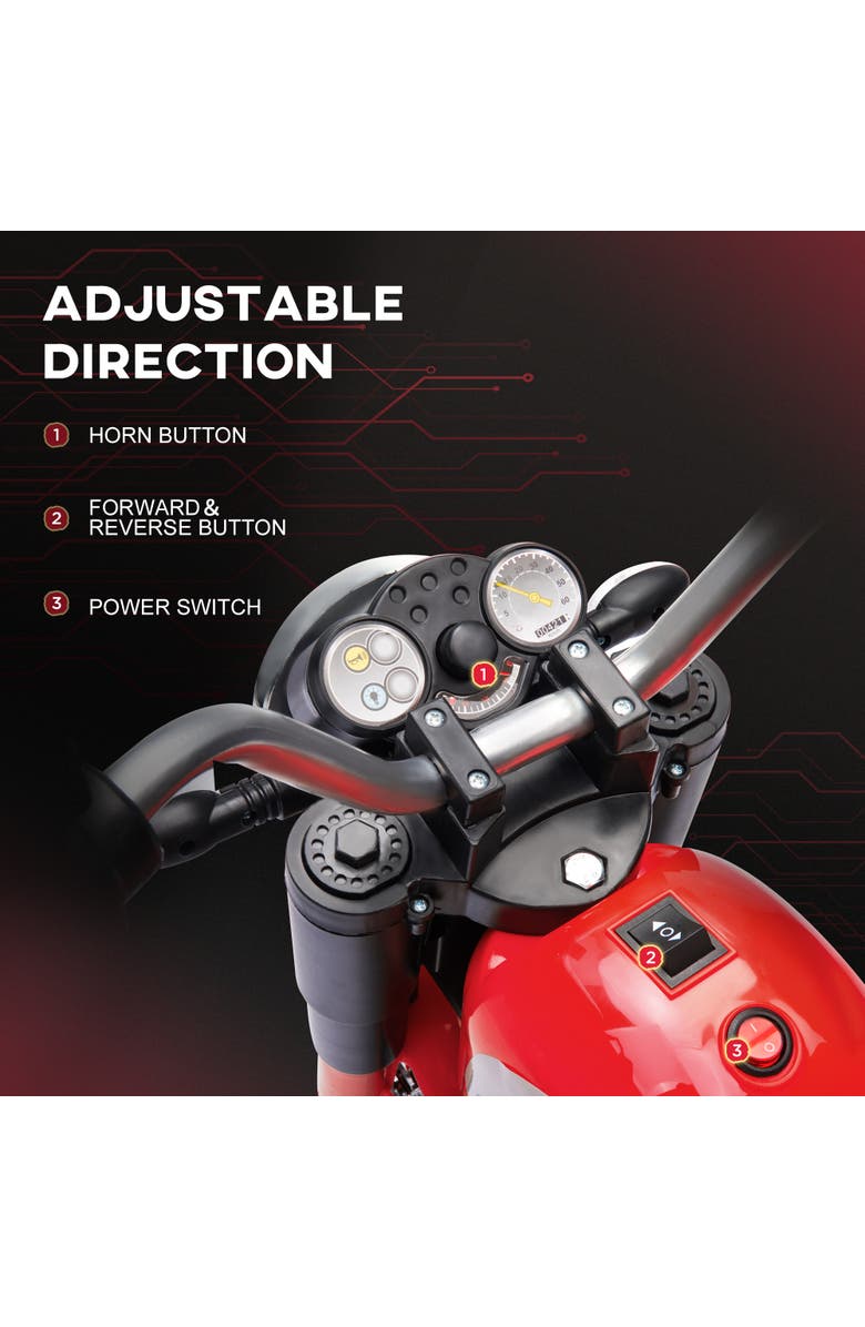 Aosom Kids Electric Dirt Bike, 6V, 3-Wheel, Horn, Headlights, Realistic Sounds, Alternate, color,