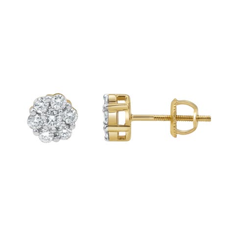 Meadow 0.38 Ct TW Lab Grown Diamond Cluster Studs 14K Gold Earrings