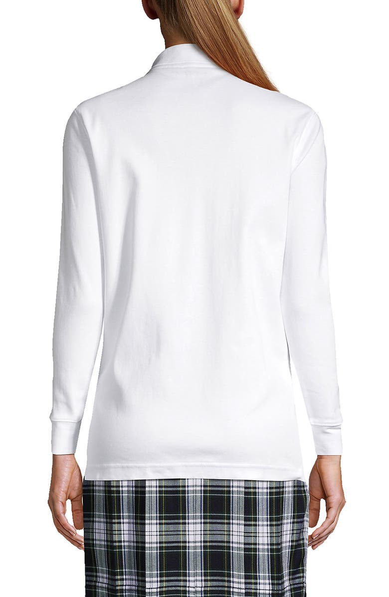 Lands' End School Uniform Long Sleeve Interlock Polo Shirt, Alternate, color, White