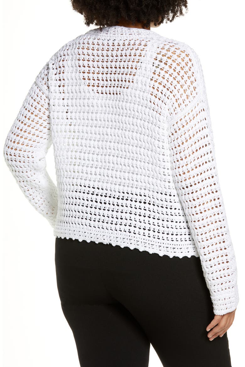 Crochet Cotton Cardigan, Alternate, color, OPTIC WHITE