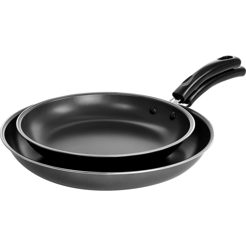 Gibson Everyday Highberry 2 Piece 12in and 10in Frying Pan Set in Metallic Grey at Nordstrom