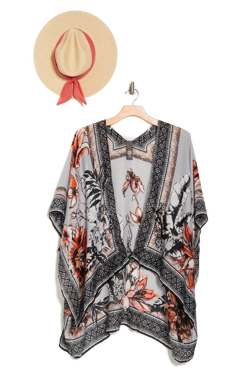 Vince Camuto Tropical Blooms Topper & Sun Hat Set, Main, color,