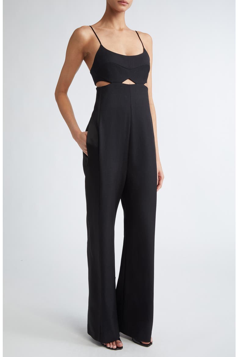 Cutout Detail Cami Jumpsuit, Main, color, BLACK