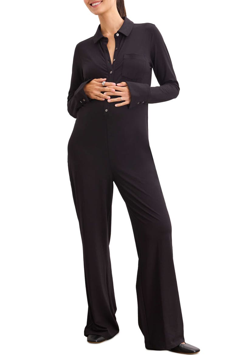 The Bodyflex Bombshell Nursing Jumpsuit, Main, color, Black