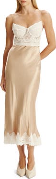 Bardot Tzariana Satin & Lace Camisole Midi Dress