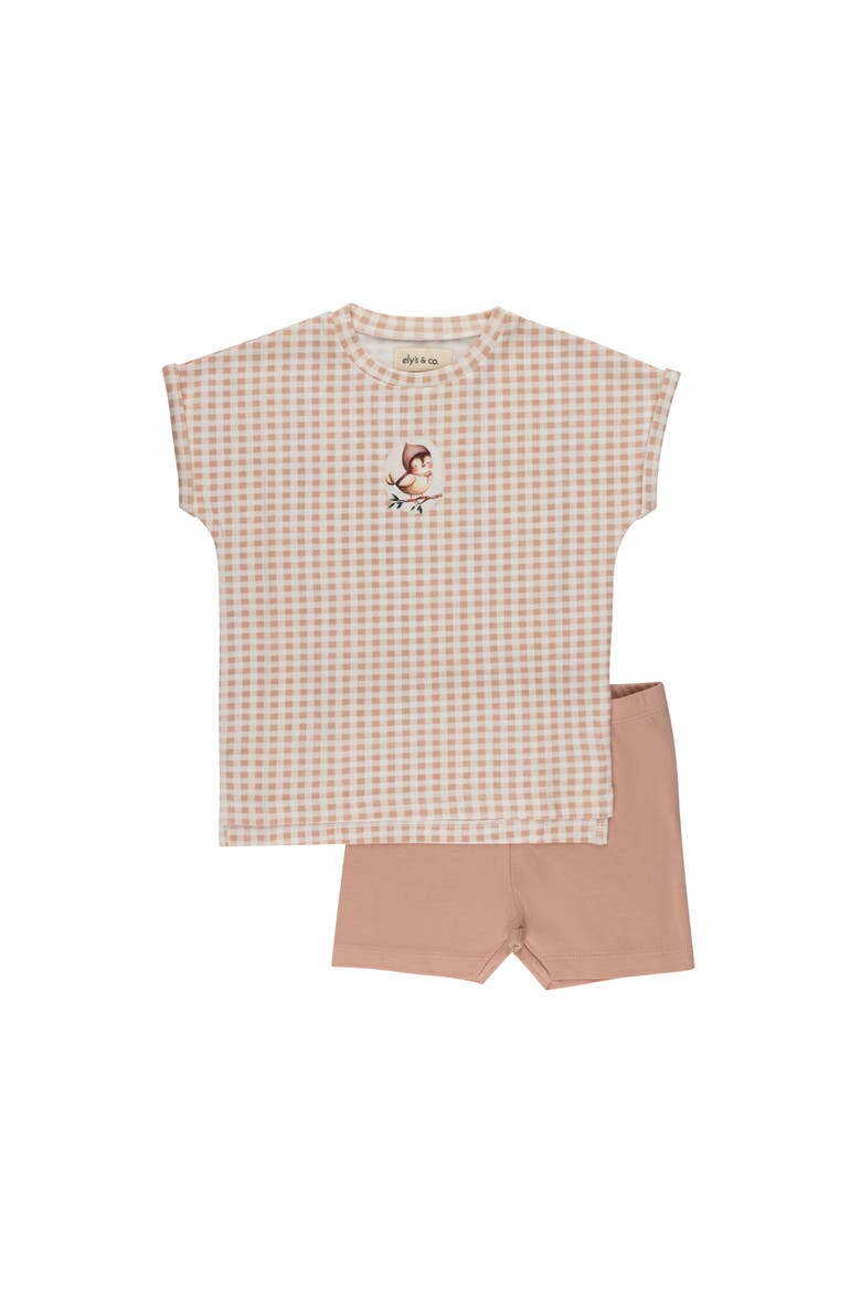 Gingham Owl Collection - Tee and Shorts, Main, color, Blush
