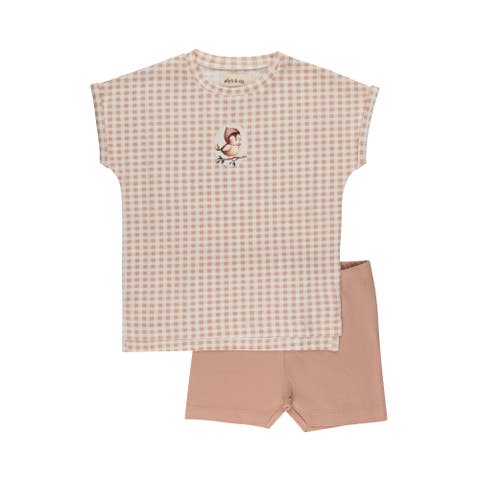 Gingham Owl Collection - Tee and Shorts (Toddler, Little Kid & Big Kid)