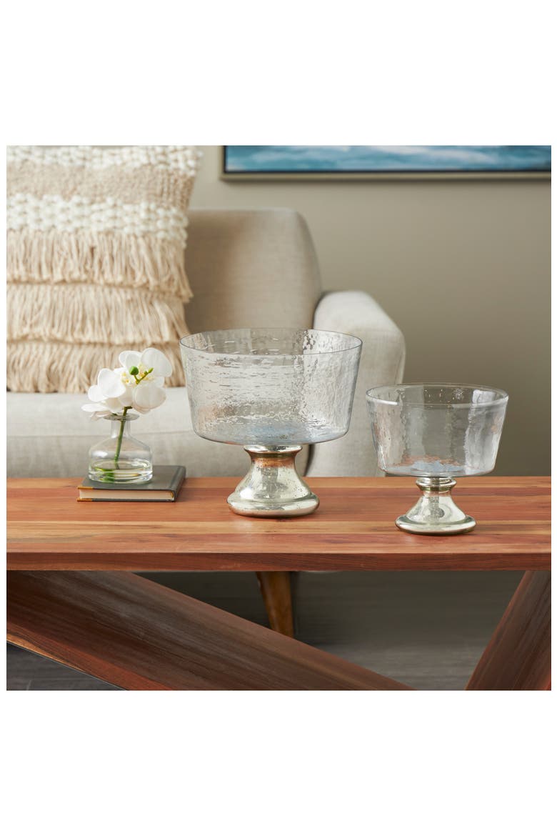 Set of 2 Silver Glass Decorative Bowls, Alternate, color, SILVER