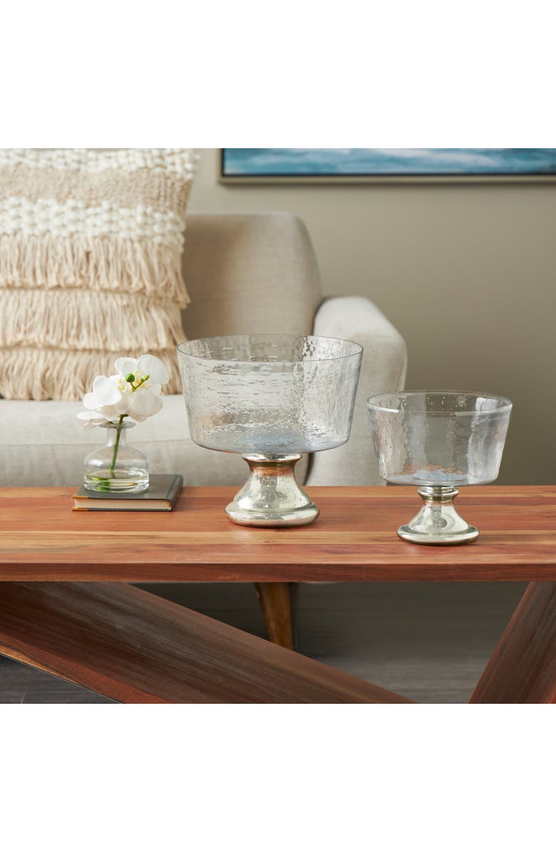 VIVIAN LUNE HOME Set of 2 Silver Glass Decorative Bowls, Alternate, color, Silver