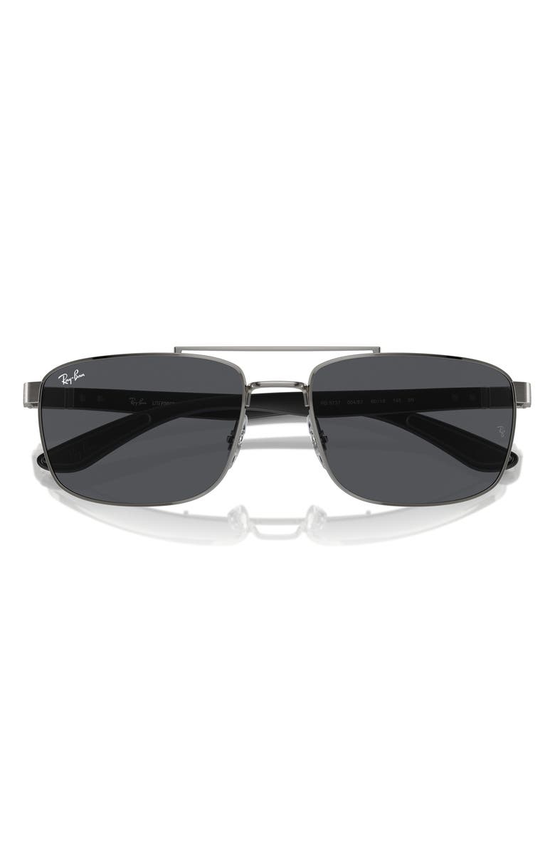 Ray-Ban 60mm Rectangular Sunglasses, Alternate, color, Dark Grey