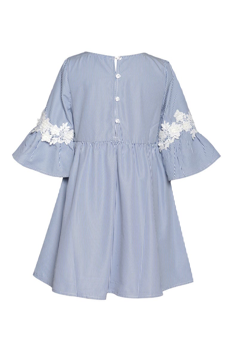 Kids' Lace Trim Bell Sleeve Dress, Alternate, color, BLUE MULTI