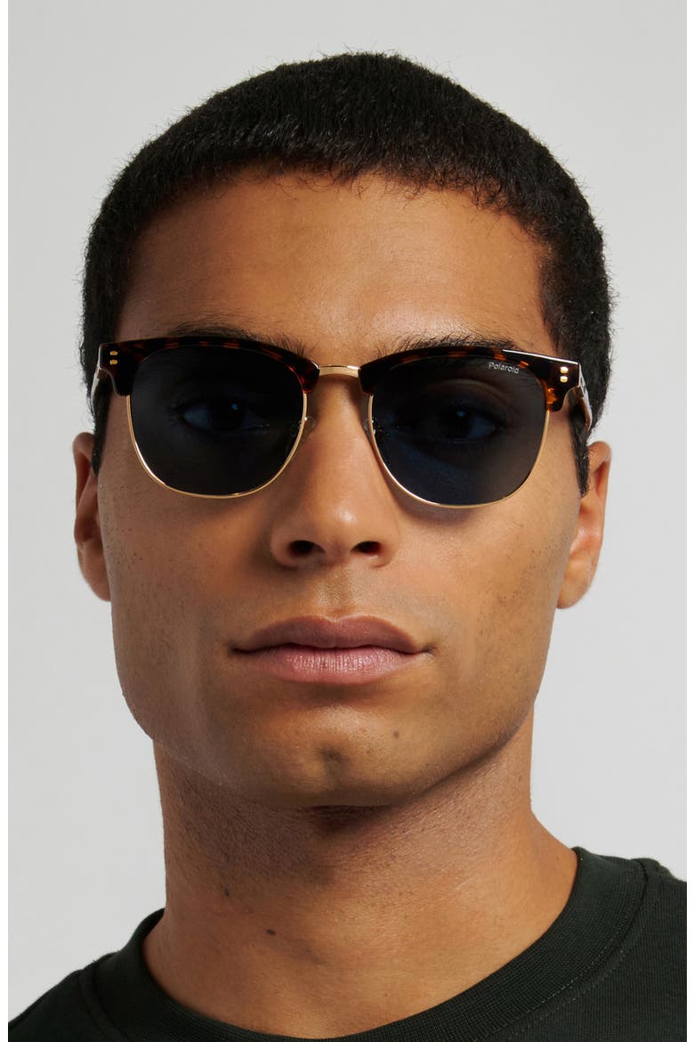 53mm Polarized Rectangular Sunglasses, Alternate, color, HAVANA/ BLUE