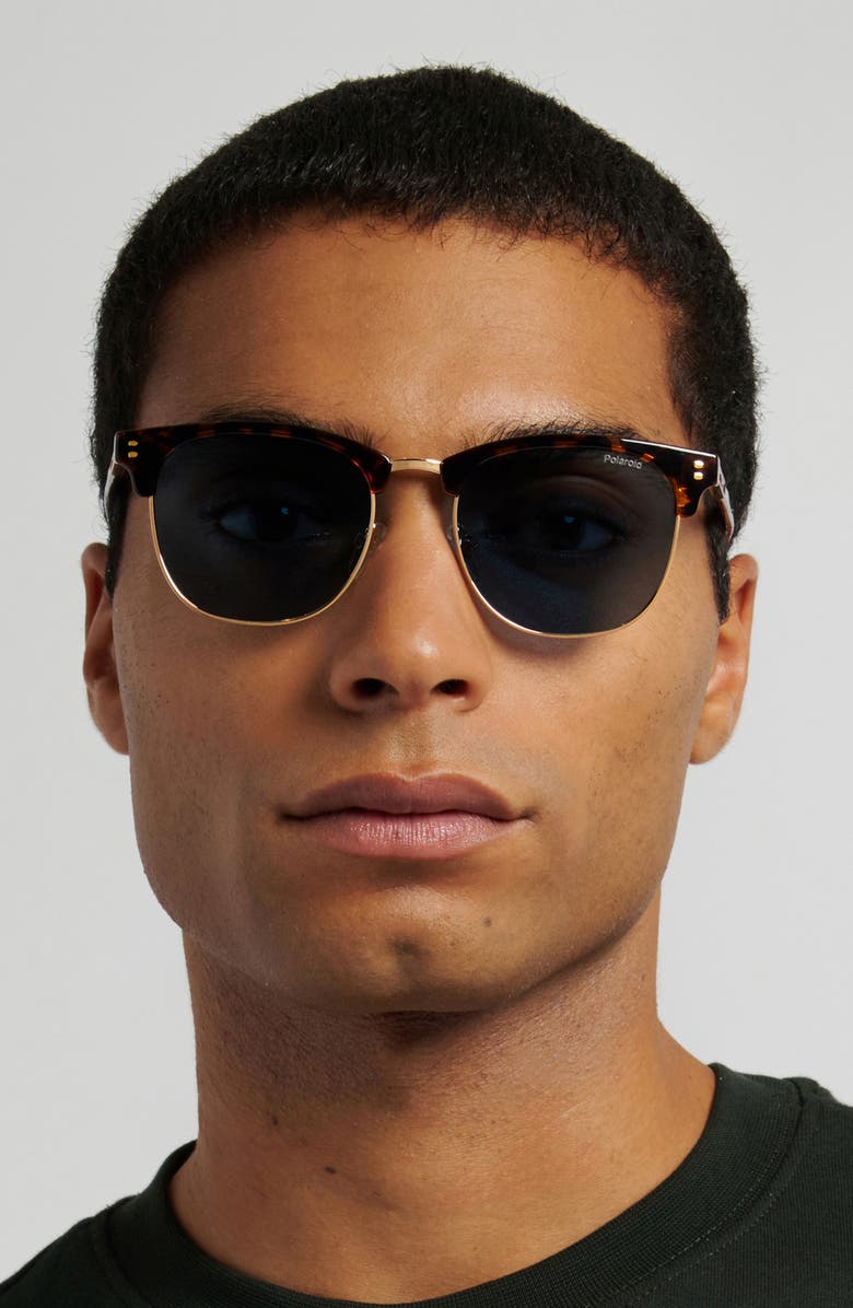 Polaroid 53mm Polarized Rectangular Sunglasses, Alternate, color, Havana/ Blue