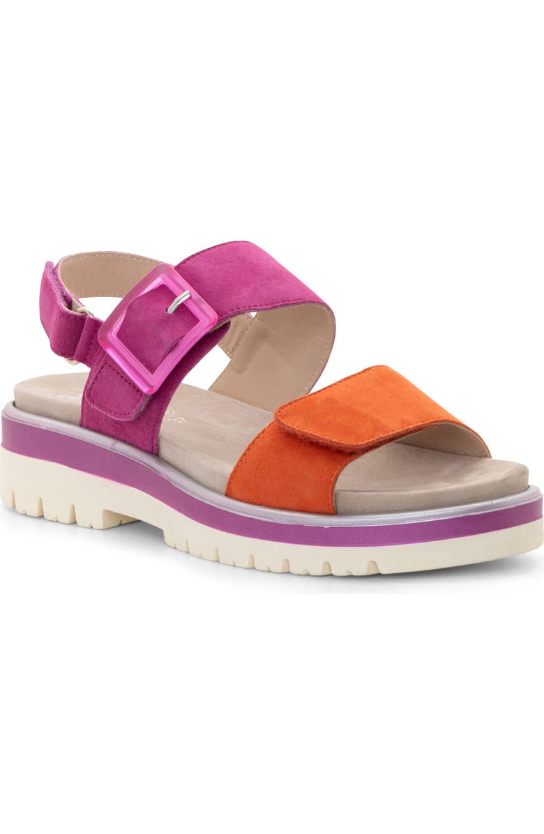 ara Marbella Slide Sandal, Main, color, Poppy/ Pink Suede