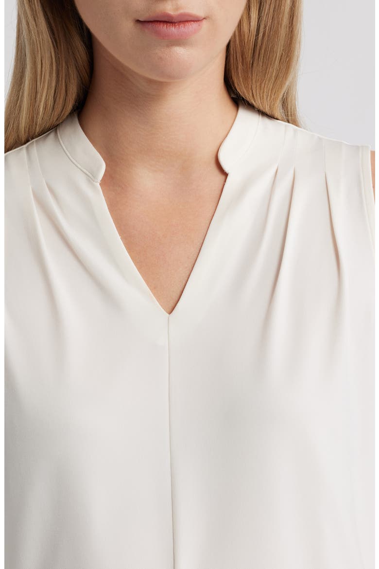 Pleat Shoulder Sleeveless Top, Alternate, color, WHITE DOVE