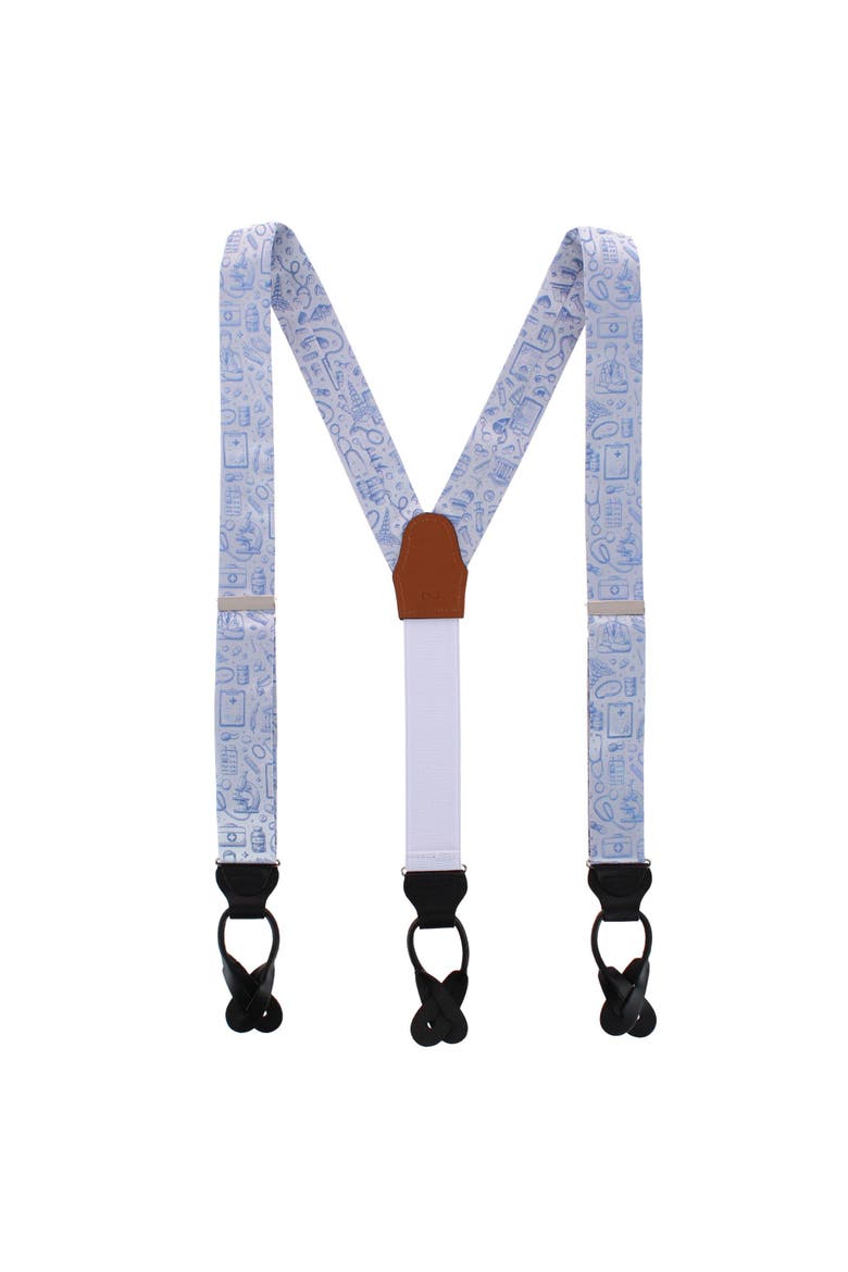 Medical Alert Silk Novelty Button End Suspenders, Alternate, color, Light Blue