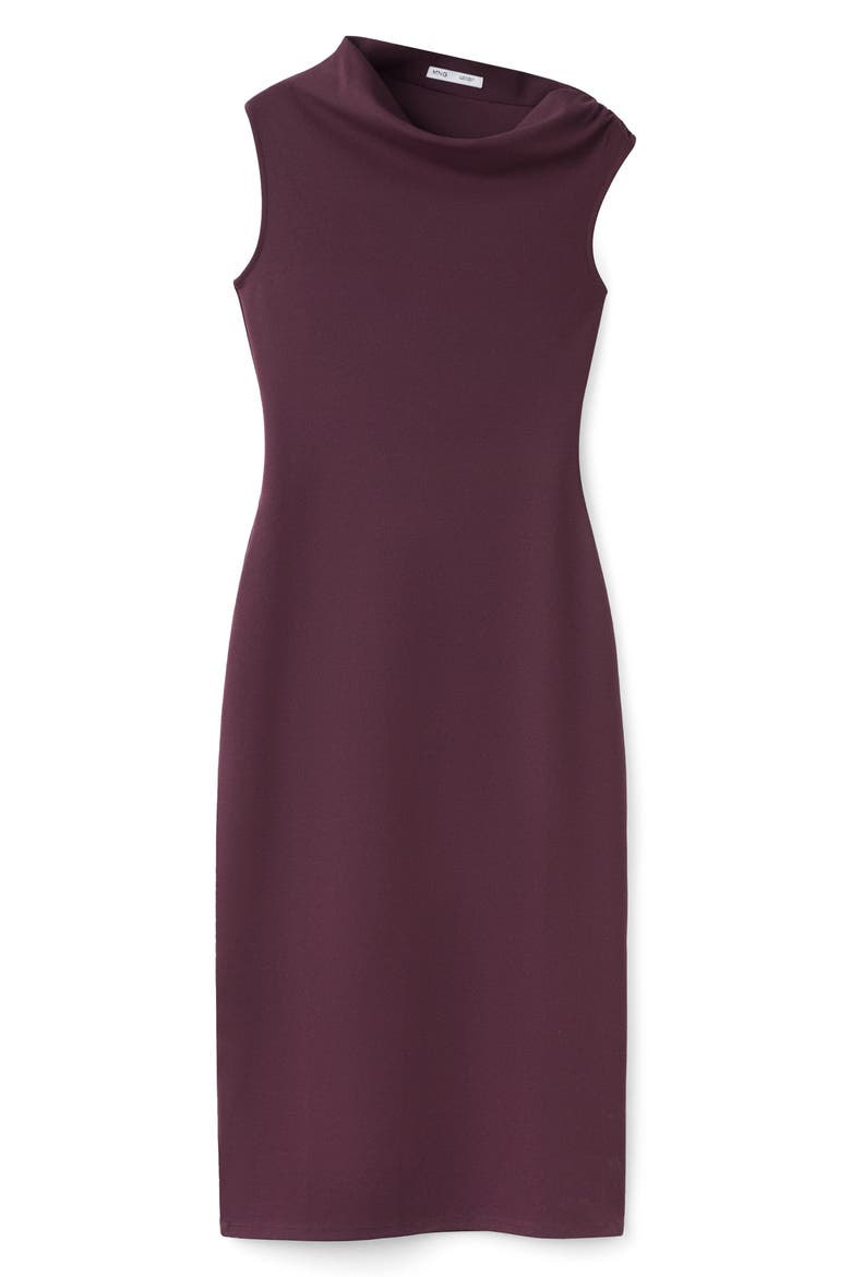 Asymmetric Midi Sheath Dress, Alternate, color, BURGUNDY