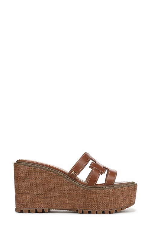 Sam Edelman Laine Platform Wedge Sandal In Rich Cognac
