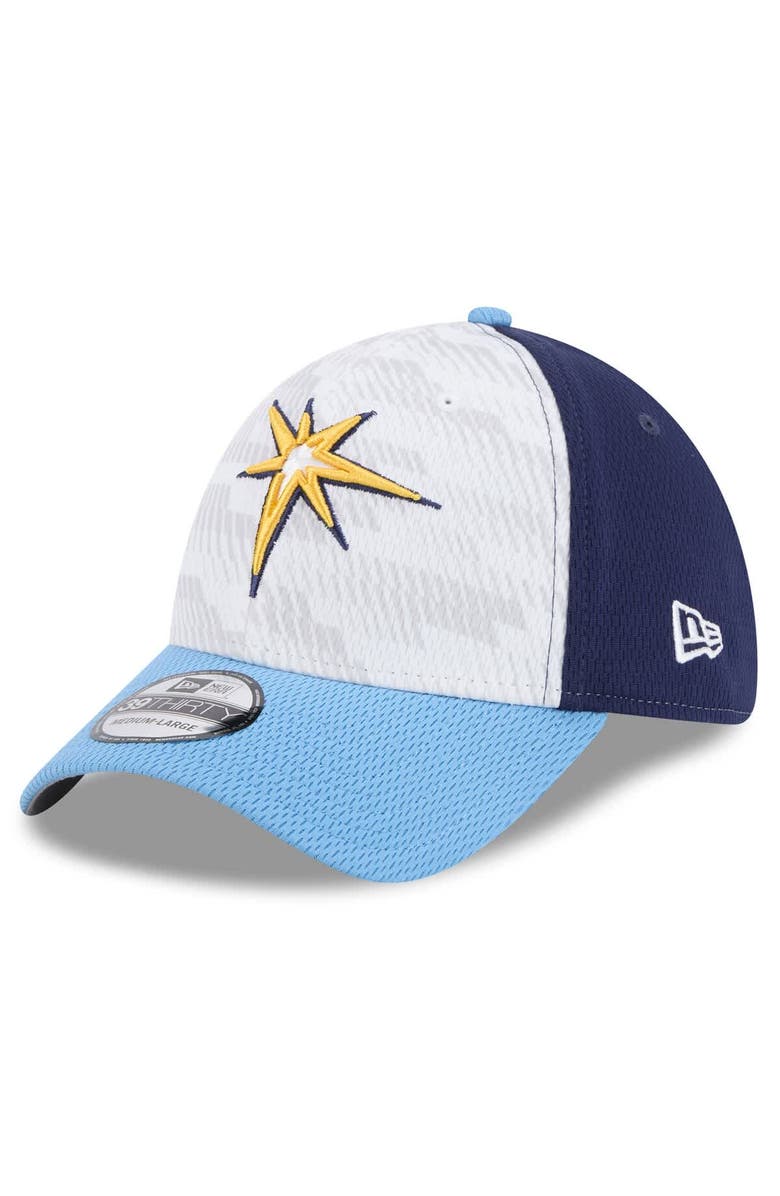 New Era Men's New Era Navy/Light Blue Tampa Bay Rays 2025 MLB Clubhouse 39THIRTY Flex Hat, Main, color,