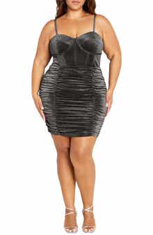 Amaia Metallic Ruched Corset Minidress