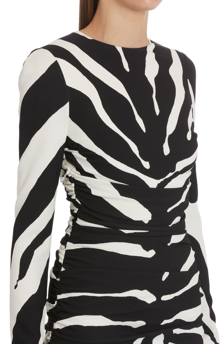 Dolce&Gabbana Cady Zebra Long Sleeve Dress, Alternate, color, 