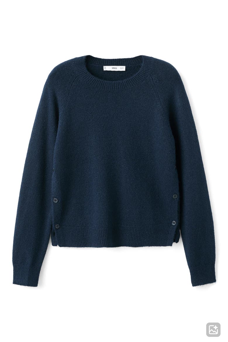 Button Detail Crop Sweater, Alternate, color, NAVY