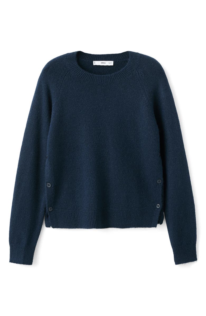 MANGO TEEN Button Detail Crop Sweater, Alternate, color, Navy