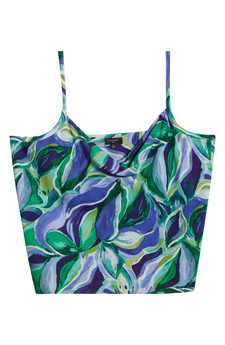 Tahari ASL Tropical Print Satin Camisole, Alternate, color, Pacific Blue Floral