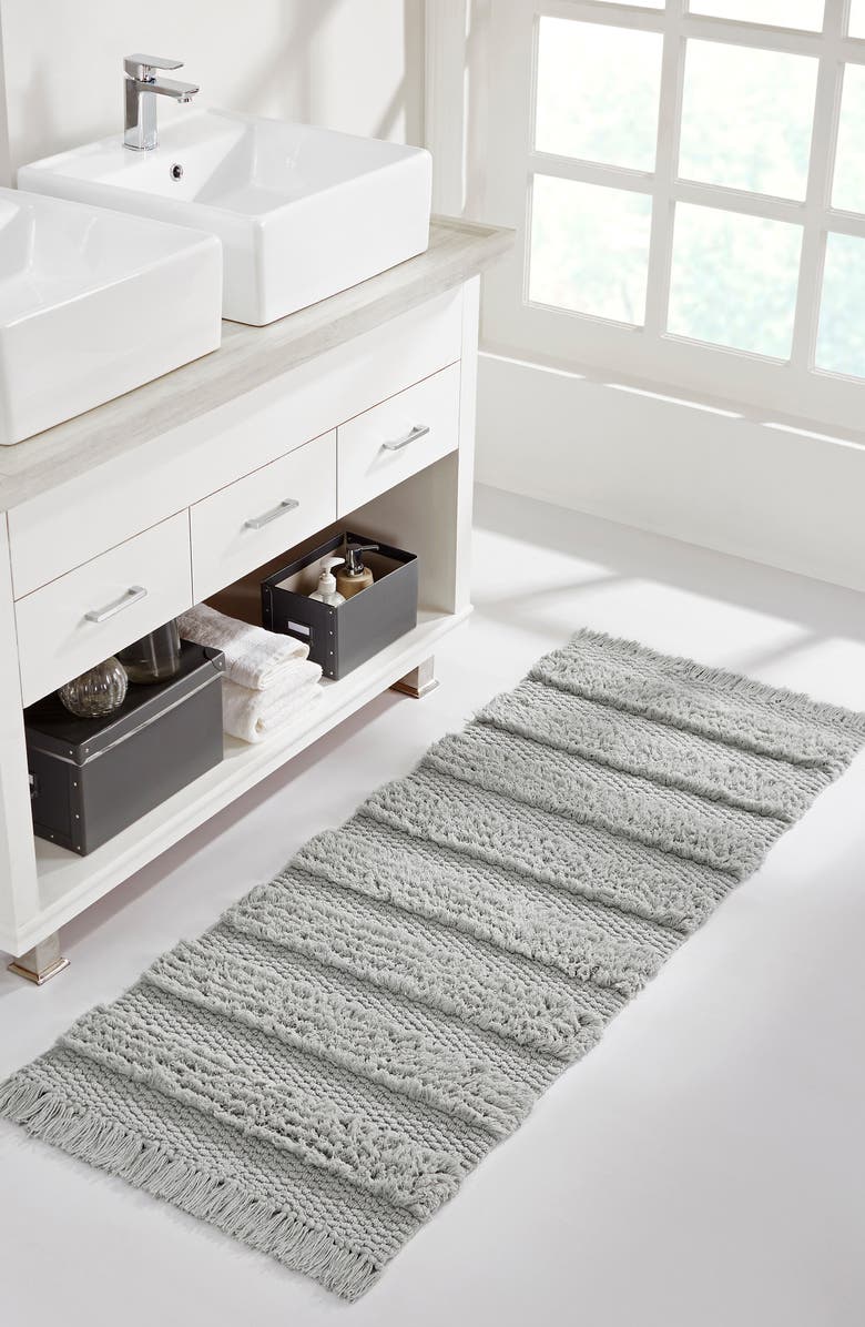 VCNY HOME Savannah Cotton Fringe Indoor Runner, Alternate, color, Grey