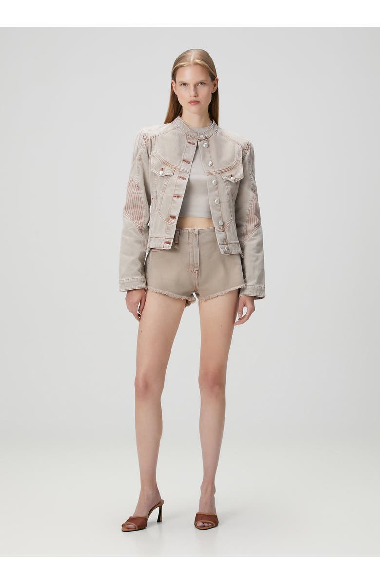 PCFG Pure Cotton Faded Motorcycle Denim Jacket, Alternate, color, Beige